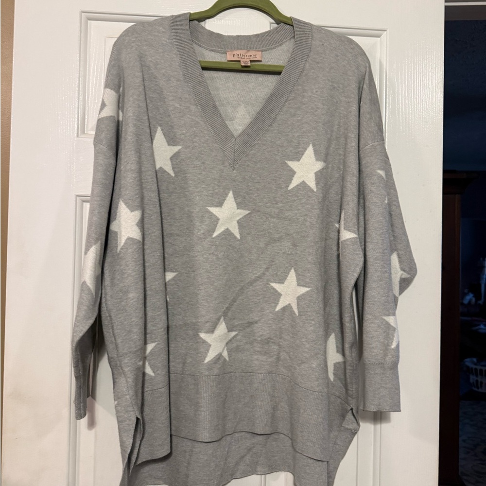 Philosophy Gray and White Sweater